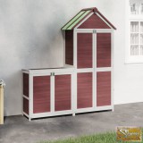 VID 2 részes mocha színű tömör fenyőfa kerti szerszámostároló szett