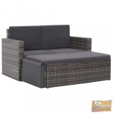 VID 2-részes szürke polyrattan kerti bútorszett párnákkal