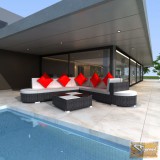 Vid 27 részes polyrattan kerti ülőgarnitúra, fekete