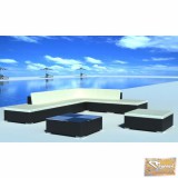 Vid 28 részes kültéri polyrattan pihenőszett, fekete