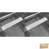 VID 2db lineáris rozsdamentes acél hullám zuhany lefolyó 630x140mm