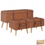 VID 3 darab sárgásbarna műbőr tárolóülőke