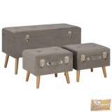 VID 3 darab szürke bársony tárolóülőke