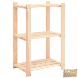 VID 3-szintes tömör fenyőfa tárolóállvány 150 kg 60 x 38 x 90 cm