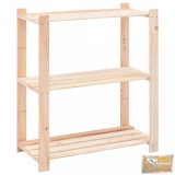 VID 3-szintes tömör fenyőfa tárolóállvány 150 kg 80 x 38 x 90 cm