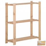 VID 3 szintes tömör fenyőfa tárolóállvány 80 x 28,5 x 90 cm