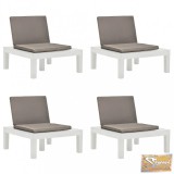 VID 4 db fehér műanyag kerti pihenőszék párnákkal