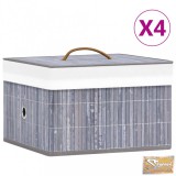 VID 4 db szürke bambusz tárolódoboz