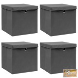 VID 4 db szürke szövet tárolódoboz fedéllel 32 x 32 x 32 cm