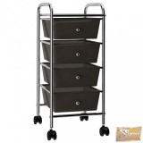 VID 4 fiókos mozgatható fekete műanyag tárolókocsi