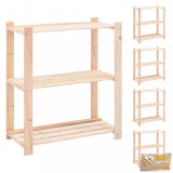 VID 5 db 3-szintes tömör fenyőfa tárolópolc 150 kg 80 x 38 x 90 cm