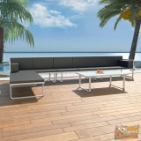 VID 5-részes fekete alumínium és textilén kerti pihenőszett