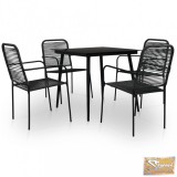 VID 5-részes fekete kültéri pamut kötél és acél étkezőgarnitúra