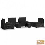 VID 5 részes fekete polyrattan kerti ülőgarnitúra
