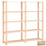 VID 5-szintes tömör fenyőfa tárolóállvány 500 kg 170x38x170 cm