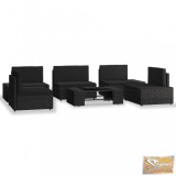 VID 6 részes fekete polyrattan kerti ülőgarnitúra