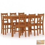 VID 7-darabos mézbarna fenyőfa étkezőgarnitúra