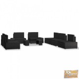 VID 8 részes fekete polyrattan kerti ülőgarnitúra