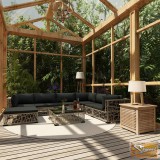 VID 8-részes szürke polyrattan kerti bútorszett párnákkal