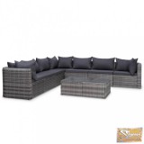 VID 8-részes szürke polyrattan kerti bútorszett párnákkal