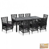 VID 9-részes fekete kültéri polyrattan étkezőgarnitúra