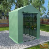 VID acél melegház polcokkal 143 x 143 x 195 cm