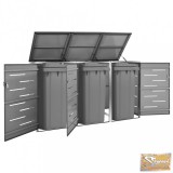 VID acél tároló három gurítható szemeteskukához 207 x 77,5 x 115 cm