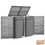 VID acéltároló két gurítható szemeteskukához 138 x 77,5 x 115,5 cm