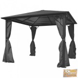 VID alumínium kerti pavilon antracitszürke függönnyel 300 x 300 cm