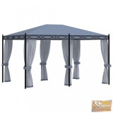 VID antracitszürke acélpavilon szúnyoghálóval 3 x 4 m