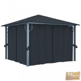 VID antracitszürke alumíniumpavilon függönnyel 300 x 300 cm