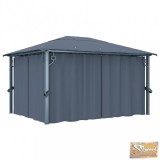 VID antracitszürke alumíniumpavilon függönnyel 400 x 300 cm