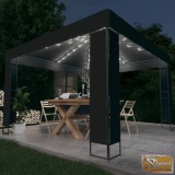 VID antracitszürke dupla tetős pavilon led fényfüzérrel 3 x 3 m
