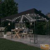VID antracitszürke dupla tetős pavilon led fényfüzérrel 3 x 4 m