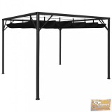 VID antracitszürke kerti pavilon behúzható ponyvatetővel 3 x 3 m