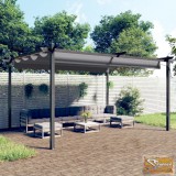 VID antracitszürke kerti pavilon behúzható tetővel 4 x 3 m