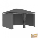 VID antracitszürke kerti pavilon függönyökkel 4 x 3 m