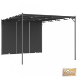 VID antracitszürke kerti pavilon oldalfüggönnyel 4 x 3 x 2,25 m