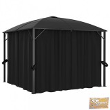 VID antracitszürke pavilon függönyökkel 300 x 300 x 265 cm