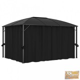 VID antracitszürke pavilon függönyökkel 400 x 300 x 265 cm