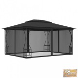 VID antracitszürke pavilon hálóval 300 x 400 x 265 cm