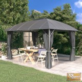 VID antracitszürke pavilon oldalfalakkal és ívelt tetővel 3 x 4 m