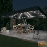 VID antracitszürke szövet pavilon led fényfüzérrel 3 x 4 m