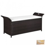 VID barna polyrattan tárolópad párnával 138 cm