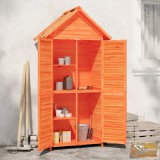 VID barna tömör fenyőfa kerti szerszámtároló 89 x 52,5 x 175 cm