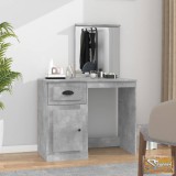 VID betonszürke szerelt fa fésülködő asztal tükörrel 90x50x132,5 cm