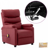 VID bordó műbőr dönthető elektromos masszázsfotel