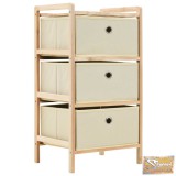 VID cédrusfa tárolóállvány 3 db bézs nemszőtt textília kosárral