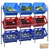 VID ezüstszínű acél tárolópolc 9 ládához 145 x 33 x 116 cm