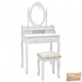 VID fehér császárfa fésülködőasztal-szett ülőkével 75 x 69 x 140 cm